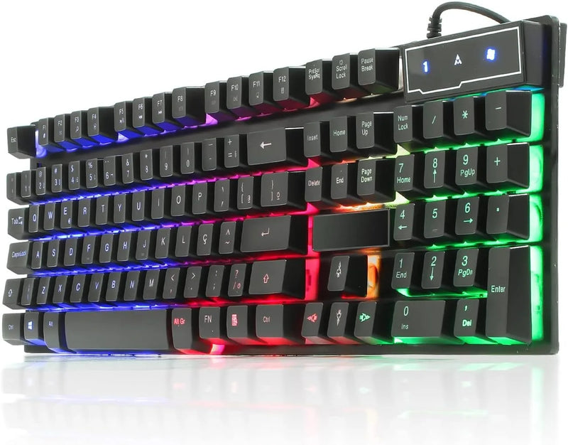 Teclado Gamer Semi Mecânico Led Luminoso Profissional Abnt2 Brasil Domine o Jog