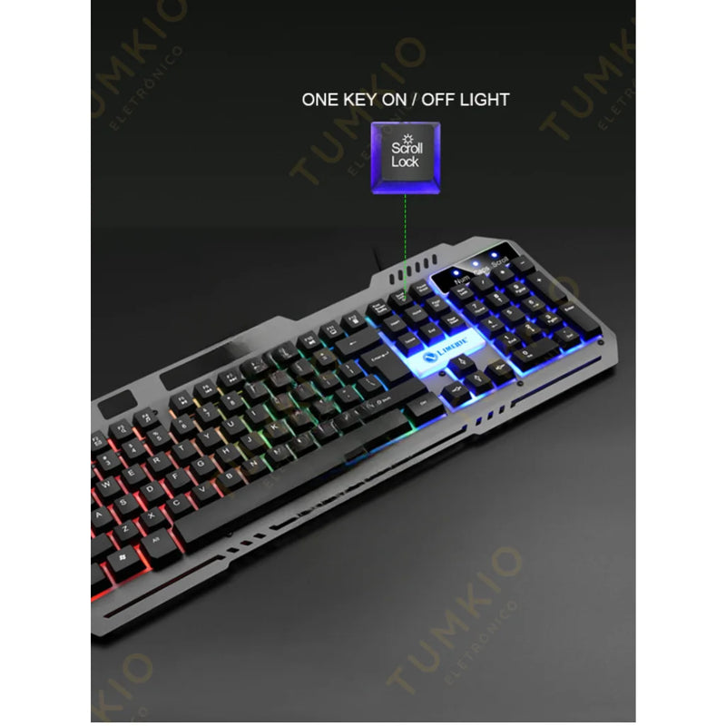 RGB LED RetroAluminum PC Teclado, Gamer Com Fio, Teclado semi-mecânico