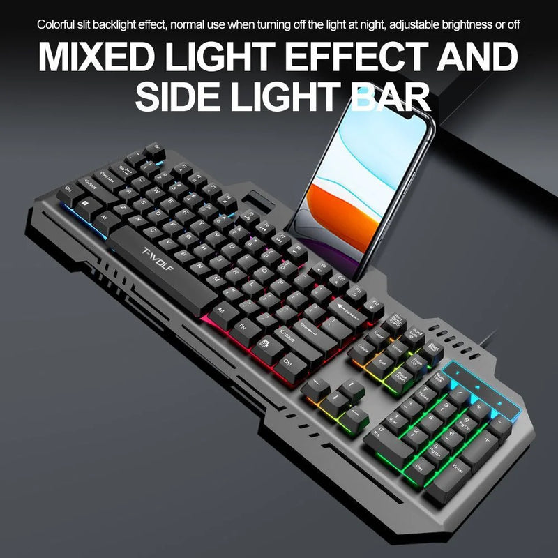 RGB LED RetroAluminum PC Teclado, Gamer Com Fio, Teclado semi-mecânico