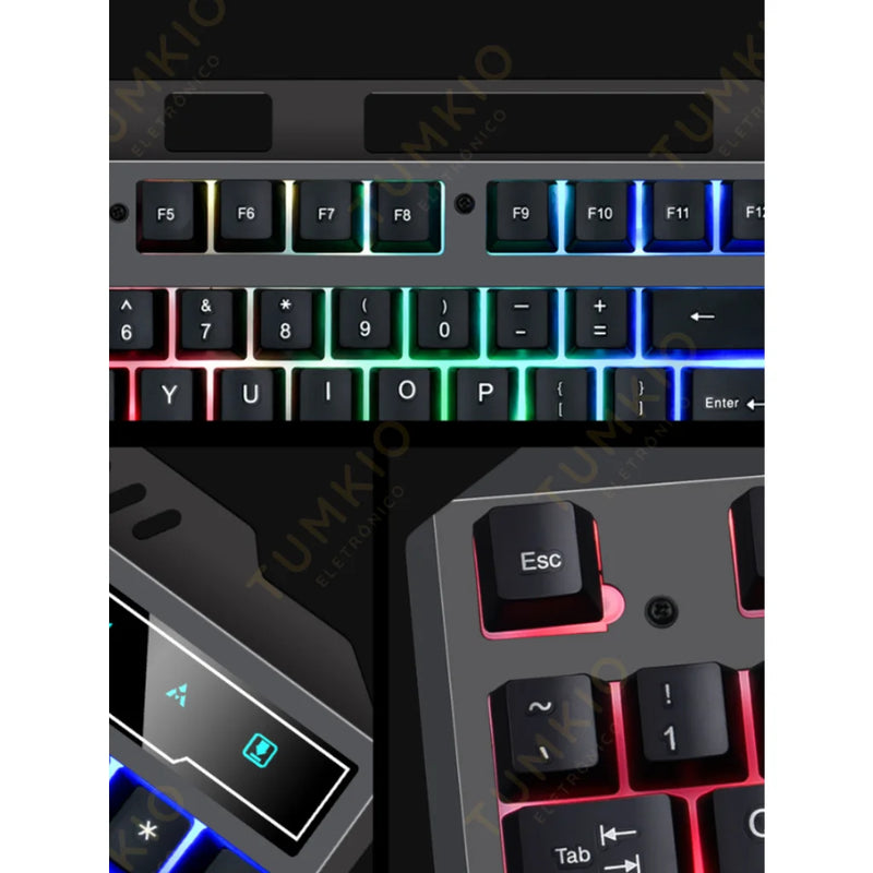 RGB LED RetroAluminum PC Teclado, Gamer Com Fio, Teclado semi-mecânico