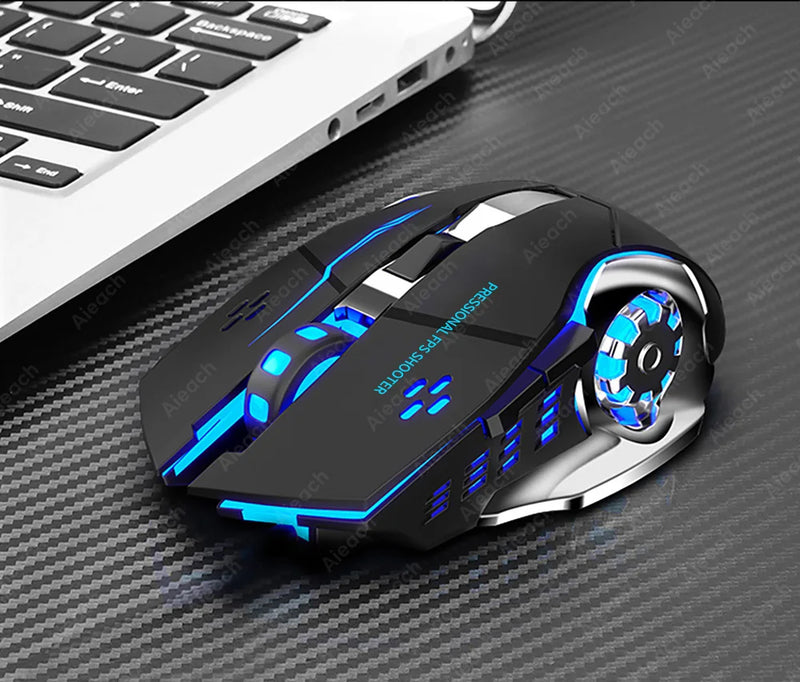 AIEACH-Mouse de computador para jogos sem fio Bluetooth, Recarregável, USB, Mec