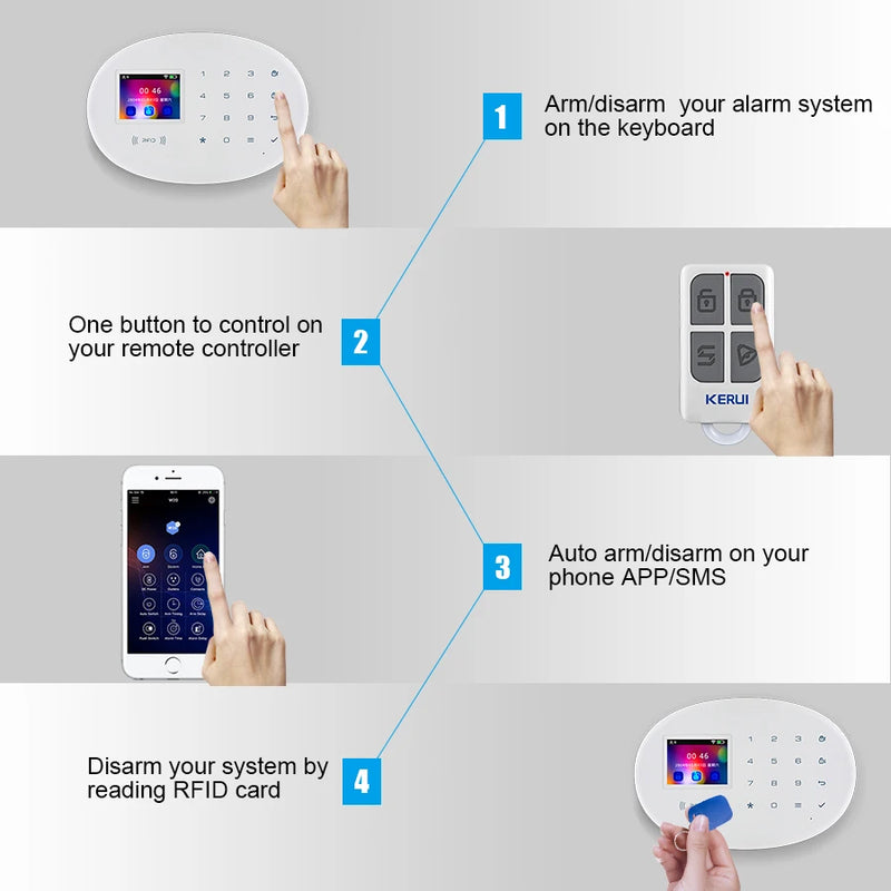 KERUI-Smart Home Security Alarm System, Wi-Fi, GSM, Sem Fio, Sensor de Movimento