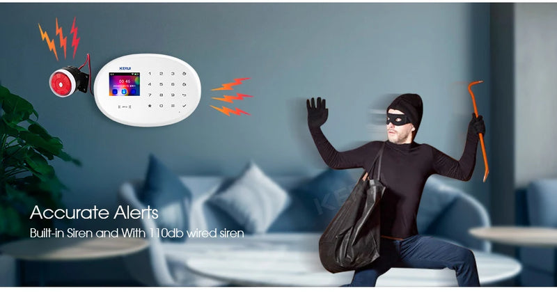 KERUI-Smart Home Security Alarm System, Wi-Fi, GSM, Sem Fio, Sensor de Movimento