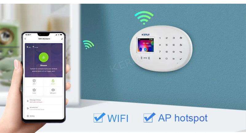 KERUI-Smart Home Security Alarm System, Wi-Fi, GSM, Sem Fio, Sensor de Movimento