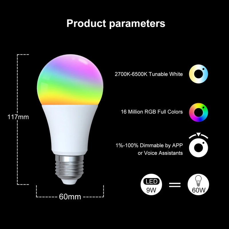 TNCE Tuya E27 Bluetooth 10/15W, lâmpada LED 2700-6500k lâmpada regulável, luz