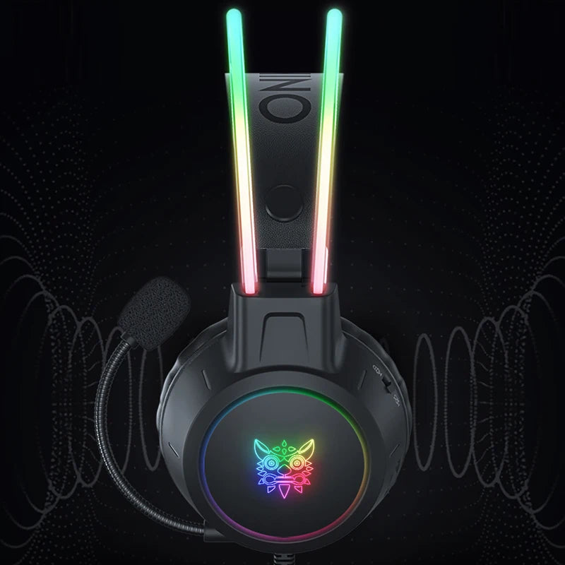 Fones de ouvido do jogo do rgb de onikuma com microfone flexível hd 3.5mm jogos