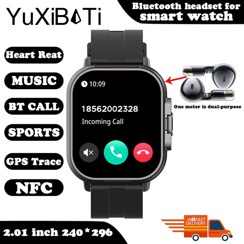 Relógio inteligente 2 em 1 com fone de ouvido smartwatch bluetooth chamada