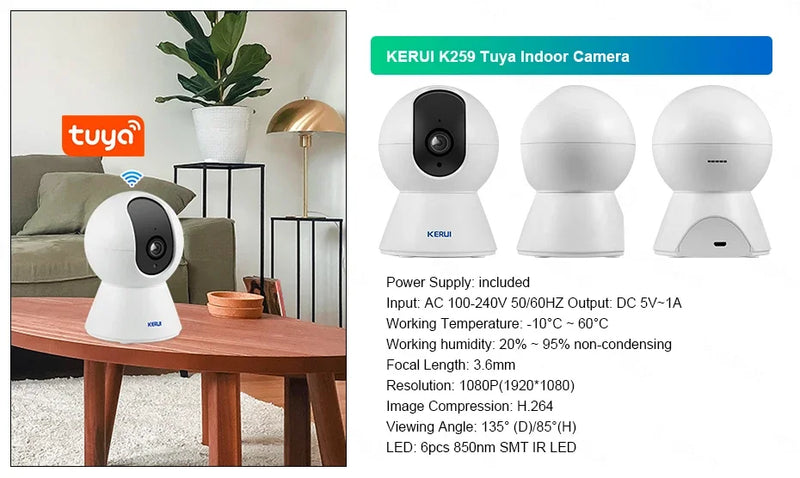 KERUI-Smart Home Security Alarm System, Wi-Fi, GSM, Sem Fio, Sensor de Movimento