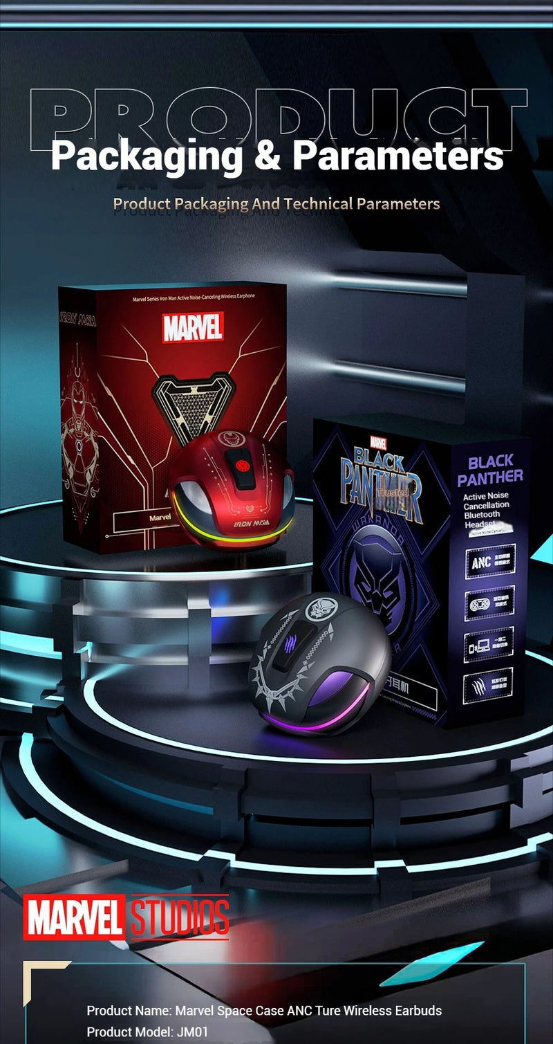 Disney marvel jm01 anc bluetooth 5.4 fones de ouvido com cancelamento de ruído