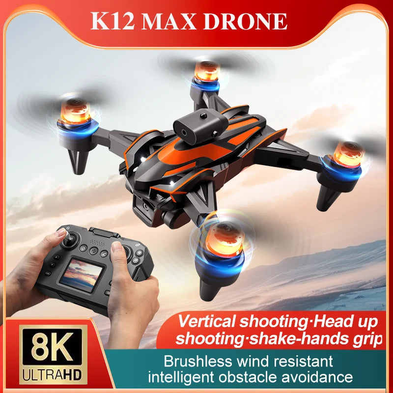 Novo k12max uav com controle de tela 5g 8k hd câmera sem escova drone fluxo óp