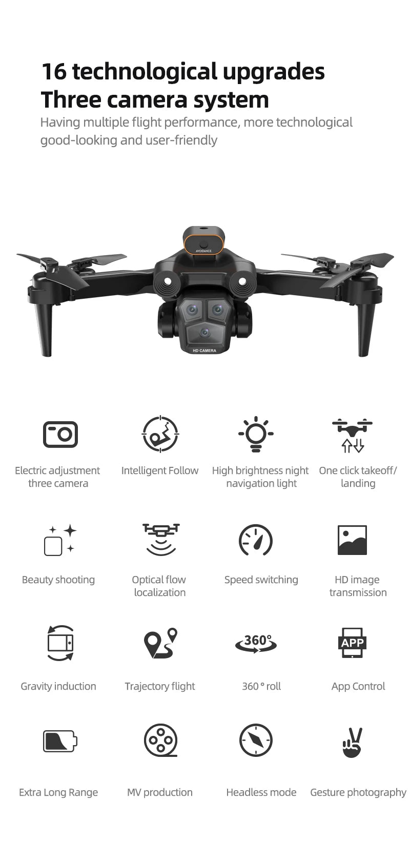 Drone m4 8k professinal com 5g wifi grande angular triplo câmera hd motor sem e