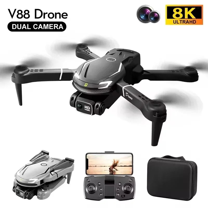 V88 drone profissional 8k grande angular hd 1080p câmera wifi fpv altura segura