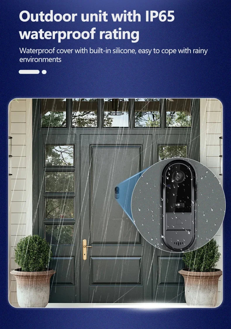 Campainha de intercomunicação sem fio, visão noturna hd, tela ips de 4,3 pole