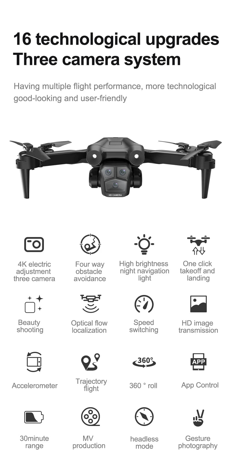 Drone m4 8k professinal com 5g wifi grande angular triplo câmera hd motor sem e