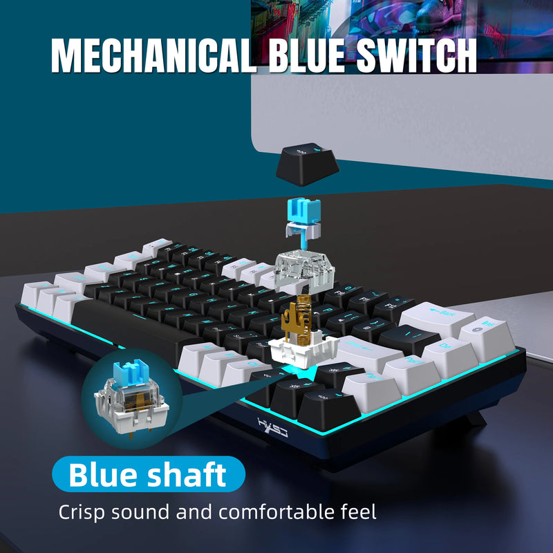 Teclado mecânico para jogos, LED retroiluminado, Interruptor azul, Ergonômico