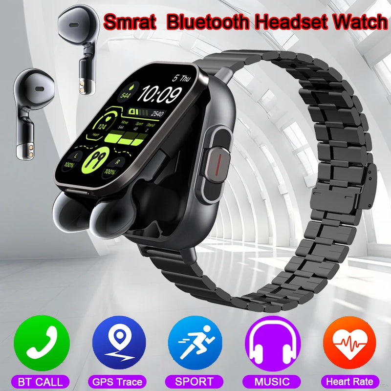 Relógio inteligente 2 em 1 com fone de ouvido smartwatch bluetooth chamada