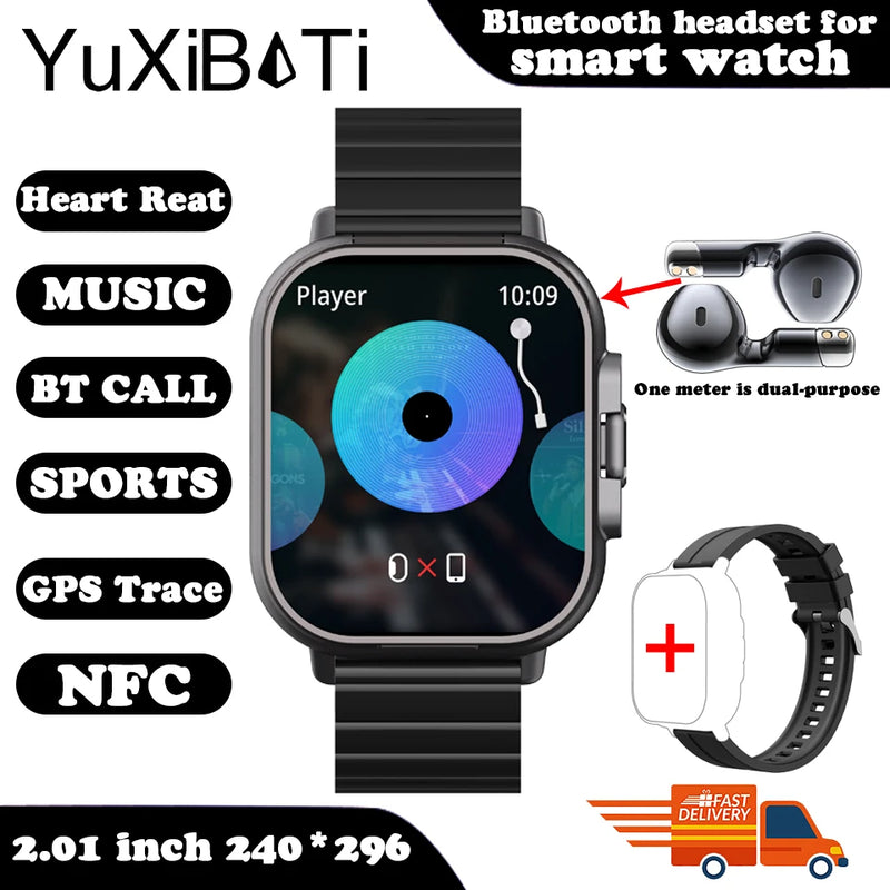 Relógio inteligente 2 em 1 com fone de ouvido smartwatch bluetooth chamada