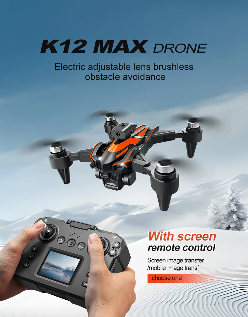 Novo k12max uav com controle de tela 5g 8k hd câmera sem escova drone fluxo óp