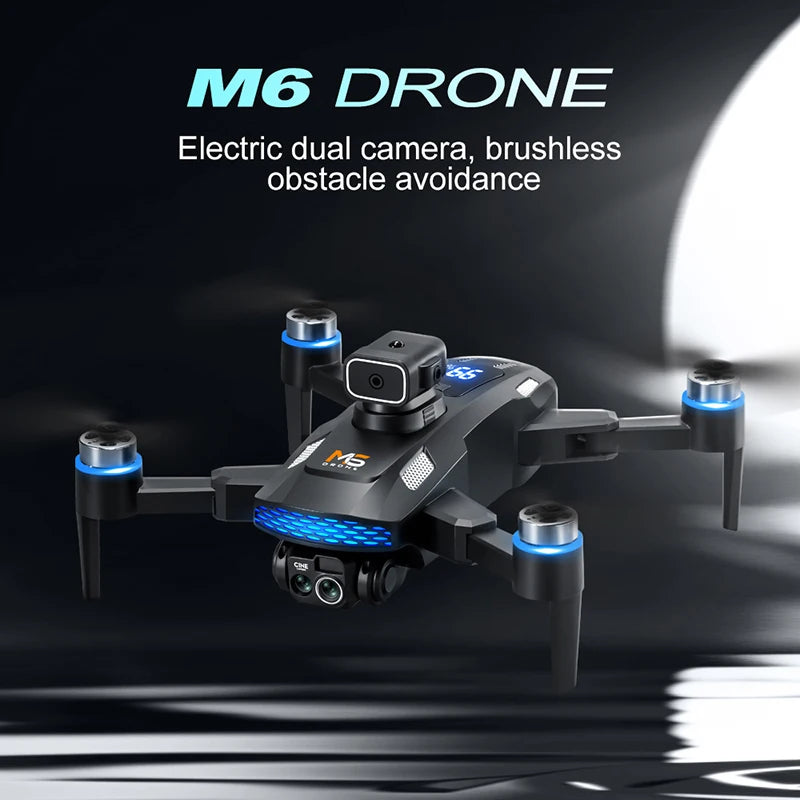 m6 drone 8k hd câmera dupla 5g wifi fpv motor sem escova evitar obstácu