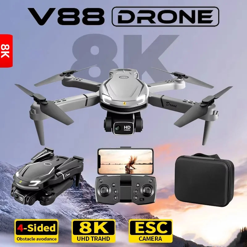 V88 drone profissional 8k grande angular hd 1080p câmera wifi fpv altura segura