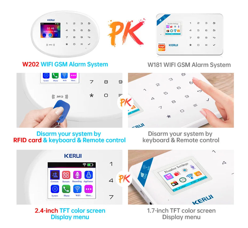 KERUI-Smart Home Security Alarm System, Wi-Fi, GSM, Sem Fio, Sensor de Movimento