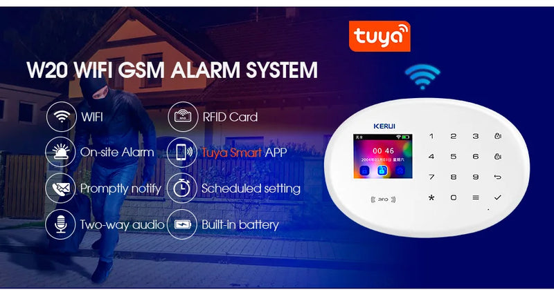 KERUI-Smart Home Security Alarm System, Wi-Fi, GSM, Sem Fio, Sensor de Movimento